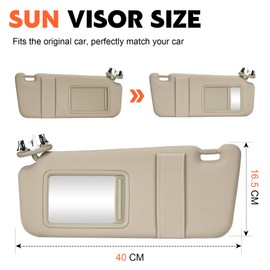 Beige Driver Left + Passenger Right Side Sun Visor Replacement Compatible with 2007 2008 2009 2010 2011 Toyota Camry with Sunroof Replace 74320-06800-B0, 74310-06770-B0