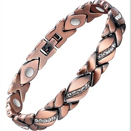 Copper Bracelet for Women Crystal Bracelets Link Chain Christmas Jewelry Leaf diamond adjustable bracelet (bronze-colored, One Size)