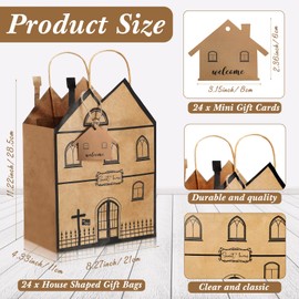 Geyoga 24 Pcs House Shaped Gift Bags Real Estate Bag with Handles House Shaped Treat Bags Kraft Real Estate Agent Gift Bags with 24 Mini Cute Cards for New Home Real Estate Supplies Shopping Business