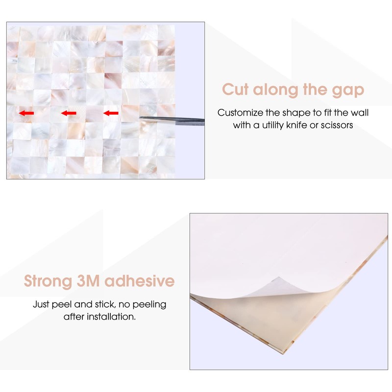 Reovatile 10 - Sheet Pearl Shells Tile Peel and Stick