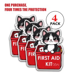 Adorable First Aid Decals (4 Pcs), 4 Inches – Strong Adhesive, Durable, Waterproof – Perfect for First Aid Boxes, Emergency Kits, Medical Supplies