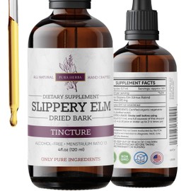 Pura Herba Slippery Elm Liquid Tincture – Alcohol-Free, Vegan – Organic Slippery Elm Bark Extract – Made in USA – 4 Fl Oz