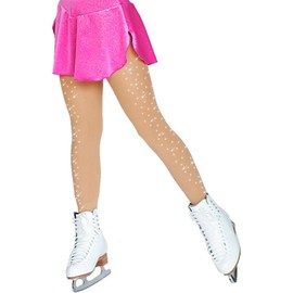 Chloe Noel Figure Skating Ligth Tan Footed Tights TF8830 w/ 2 Crystals Ligth Tan Child Extra Large/Adult Extra Small (12-14)
