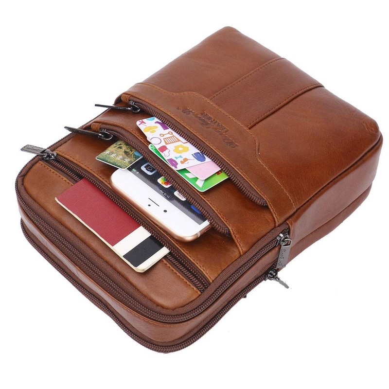 Vintage Small Leather Shoulder Messenger Bag for Men Travel Business