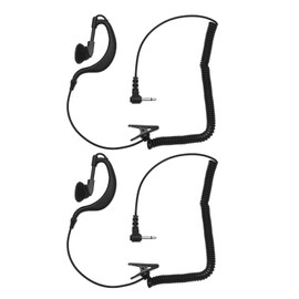 Pack of 2 3.5 mm G Shape Earphones with Coiled Cable Compatible with Motorola Icom 2-Way Radio Receiver G Shape Headset Black