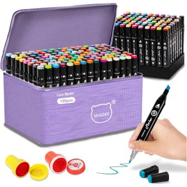 Rotuladores de punta doble de 120 colores, rotuladores de punta doble con base para rotuladoress de letras, adecuados para de dibujo, colorear, caligrafía, letras, garabatos, bocetos