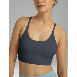 Colorfulkoala Women's Dreamlux Bowknot Strappy Sports Bras Light Impact Workout Yoga Tops(S, Blue Ink)