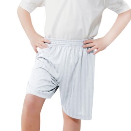 adam & eesa® Back to School Unisex Boys Girls Shadow Stripe PE Summer Shorts - Drawstring Elastic Waist Football Cycling Sports Bottom Mens Womens White
