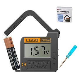 CGGO 168MAX Battery Tester,Suitable for AA AAA C D 9V 1.5V Button Cell Batteries，Portable Universal Digital Battery Charge Checker（Screwdriver Included）…
