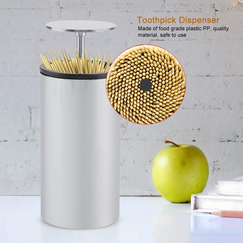 Hygienic Toothpick Dispenser, Pressing Type Tooth-Pick Holder, Durable Fully Enclosed