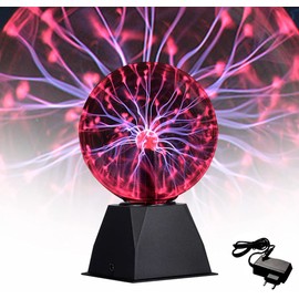 Comely Plasma Ball, 5 Inches, Magic Light Ball, Electrostatic Ball, Touch Sensitive Flash Ball, Touch and Sound Sensitive, Red Ionic Flash Lamp