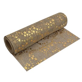 MODERNO Table Runner Table Decoration with Stars in Gold (28 cm x 5 m) High-Quality Table Runner in Jute Look for Christmas and Advent Season, Festive Decoration for Festive Occasions