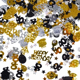 AIYONG 40th Birthday Confetti, 40th Black Gold Silver Confetti, Table Confetti, 20 g Birthday Confetti for Birthday, Wedding, Anniversary Party Decorations, Bithday, Easter, Dad, Mum, Husband