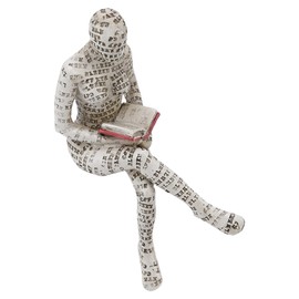 KIMISS Resin Abstract Thinker Sculpture, Bookworm Sculpture, Reading Woman Figurine, Reading Figurine Sculptures Innovative Lady Reading Pulp Molding Bookshelf Ornament for Home Decoration (E)