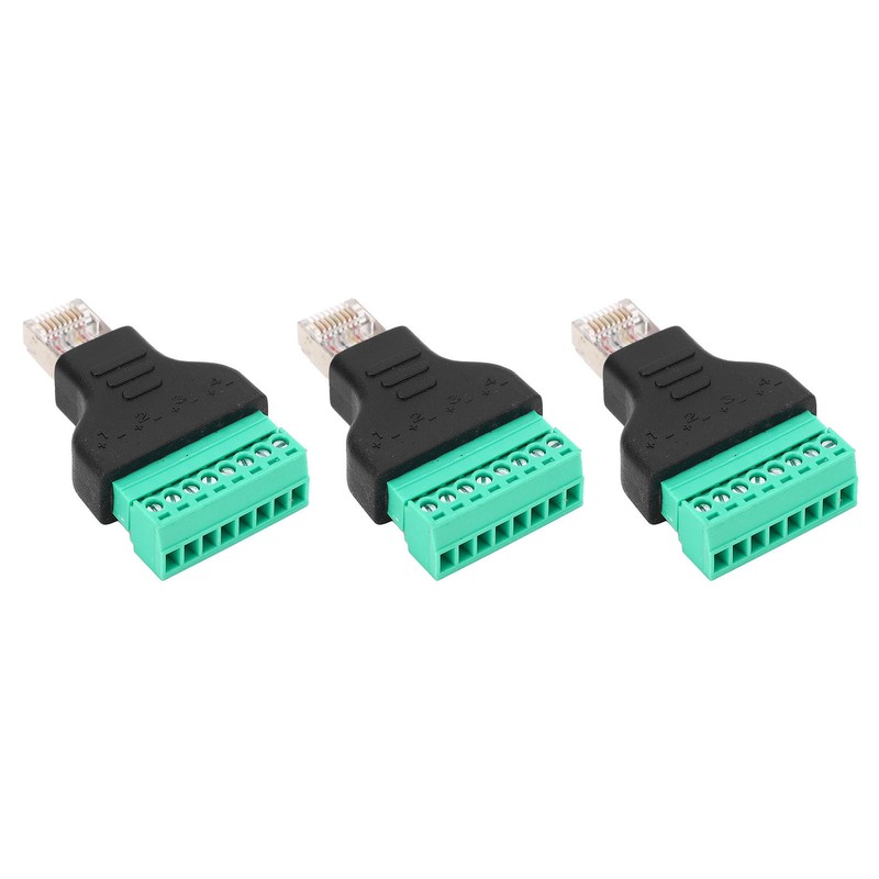 3Pcs RJ45 Screw Terminal Adapter RJ45 Female Thread to 8