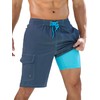 SILKWORLD Mens Swim Trunks with Compression Liner 10" Swim Shorts