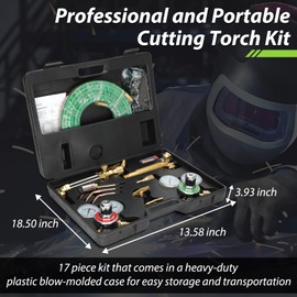 Upgraded Oxygen and Acetylene Gas Torch and Welding Kit Portable Cutting Torch Kit 17-Piece Oxygen Acetylene Torch Kit with 3 Rods and 1 Cutting Nozzle Heavy Duty Oxygen and Acetylene Torch Kit
