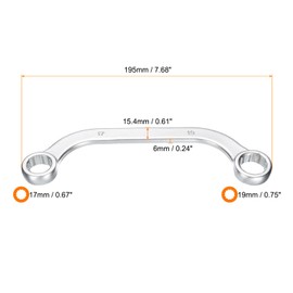 HARFINGTON Half Moon Double Box Wrench Metric 17mm x 19mm 12-Point Carbon Steel Double End Half Moon-Shaped Ratcheting Wrench C-Shape Box Wrenches Tools for Repairs