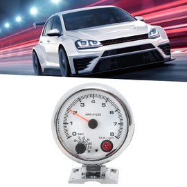 Tbest Tachometer 4 Cylinder Chrome White Switch Light 3.75" 0-8000RPM 7 Color Backlight