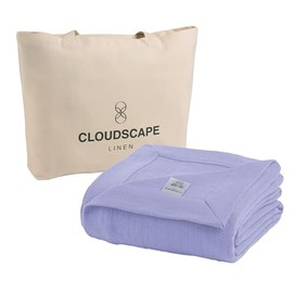 Luxury Cotton Blankets for Twin Size Bed | All-Season 100% Cotton Twin Blanket for Bed | Herringbone Lightweight, Soft & Cozy Fall Thermal Blanket - Lavendar Blue