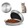 3 Pack Stainless Steel Cat Bowls - Whisker Fatigue Shallow Wide Cat Bowls - Heavy Weighted Non-Slip Metal Kitten Food and Water Plates - Non-Skid Flat Dishes for Indoor Small Cats