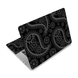 PLIGREAT Abstract Laptop Decal Sticker Skin Cover, Paisley Black Laptop Sticker Skins Decal Fits 12" 13" 13.3" 14" 15" Laptops Universal Removable Vinyl Notebook Art Protector Netbook PC Cover Decal