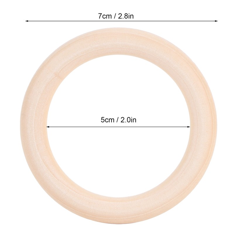 20Pcs Wood Baby Natural Teething Rings DIY Jewelry Circle Pendant