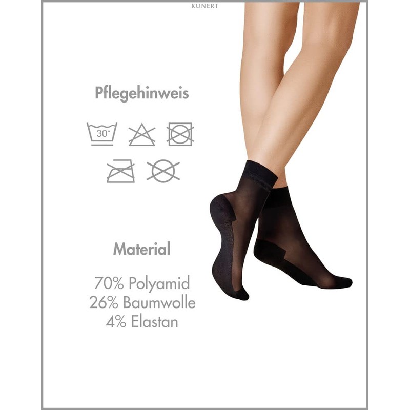 KUNERT Damen Söckchen Cotton Sole 20 Baumwollsohle 20 DEN Black