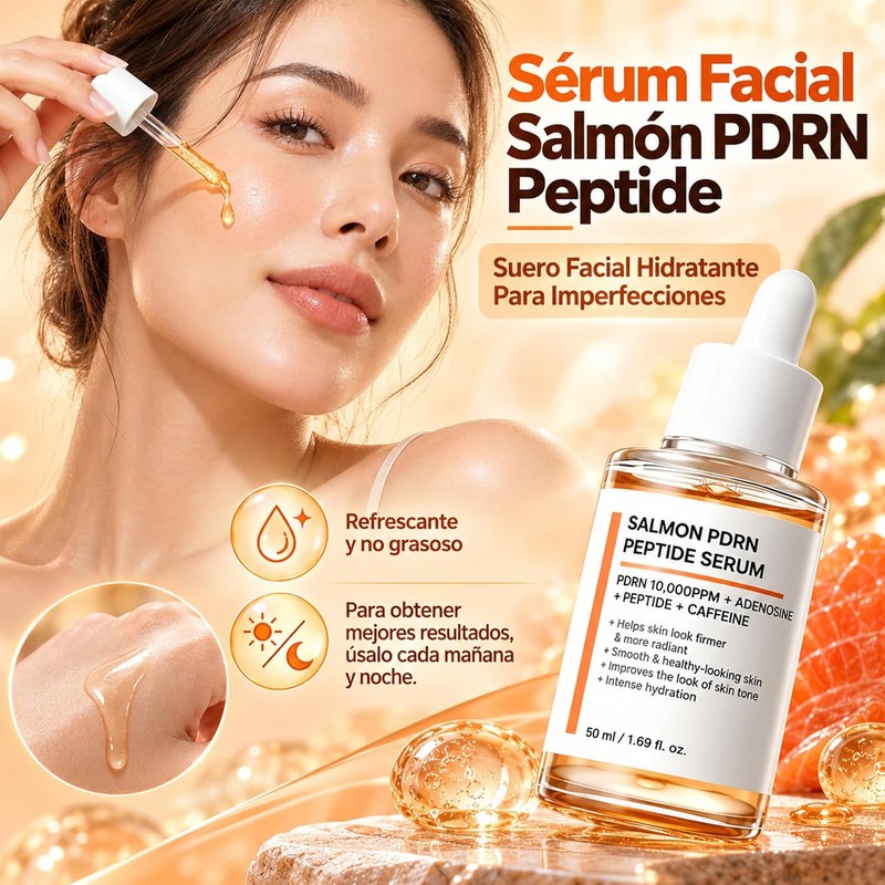 Sérum Facial Salmón PDRN Peptide,Reducir las líneas finas