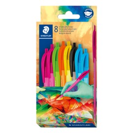 Staedtler Ball 4230 M Triangular Ballpoint Pen, Line Width M Approx. 1.00 mm, for Relaxed Writing, Cardboard Case with 8 Ballpoint Pens, Assorted, Edition Multiverse, 4230C8E2-2