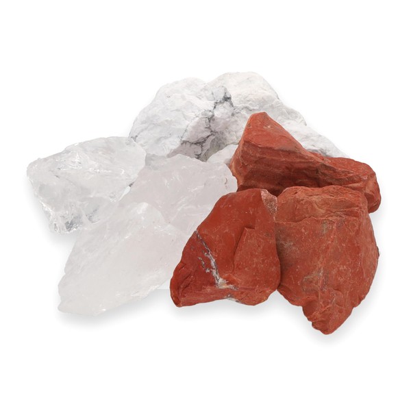 Water Stones "Fitness" Mixture | Gemstone Water Set | 100% Natural Raw Stones | Magnesite + Red Jasper + Rock Crystal 300g | Lebensquelle Plus