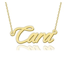 HUAN XUN Cara Necklaces Gold Name Necklace for Women Charm Initial Jewelry for Mom Mama Birthday Anniversary