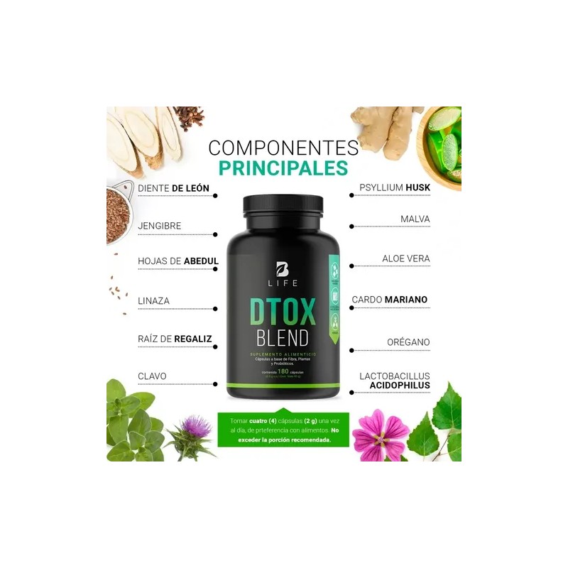 Detox Natural De 180 Cápsulas, Dtox Blend B Life