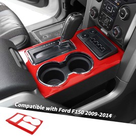 Jimen Compatible with Ford F150 2009-2014, Gear Shift Panel Cover Interior Trim Accessories (Red)