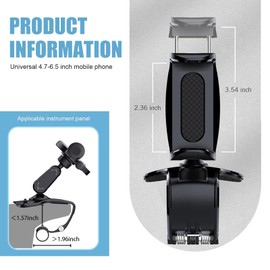 Merdege Car Phone Holder Dashboard, 180 Rotary Clip-on Navigation Stand, Multifunctional Anti-Shake Phone Holder, Universal for Most Cars SUVs and Trucks (Black)