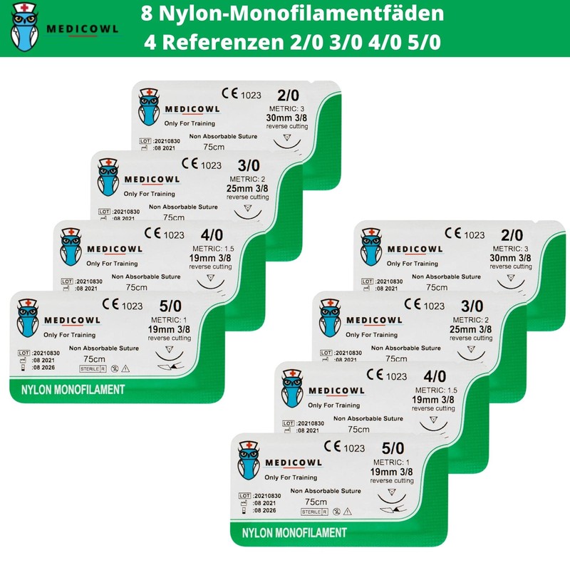 32 Pack Suture Material with Practice Needles Refill for Surgical