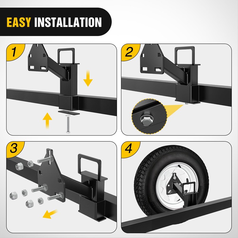 Nilight Spare Tire Carrier Mount Stake Pocket Boat 3-Nuts Trailer