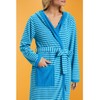 ESPRIT Striped Hooded Terry Bathrobe, turquoise