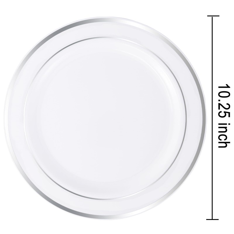 bUCLA 30PCS Silver Plastic Dinner Plates - Premium Heavy Duty