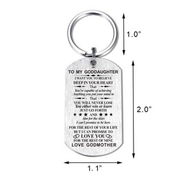 Inspirational Gift for Godson Goddaughter from Godmother Godfather I Want You to Believe Keychain for Birthday