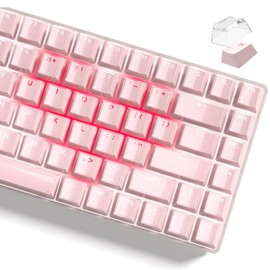 Womier Keycaps - Jelly Keycaps 60 75 100 Percent, Crystal Shine Through Custom Key caps Cute Pink Set, 118 Keys OEM Profile for 61/68/84/87/98/100 Cherry Gateron MX Mechanical (Backlit Pink)
