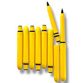 The USA Made Pocket Pen – 8 Pack – compact, affordable, lightweight, EDC black ink ballpoint pen – waterproof and floats – carries small, writes big (Kanary Yellow)