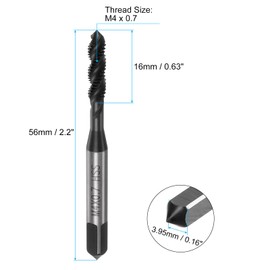 QUARKZMAN Spiral Groove Thread Tap M4 x 0.7 Nitride Coated Metric Screw Tap Fully Ground Steel 6542 Machine Thread Cutting Pack of 4