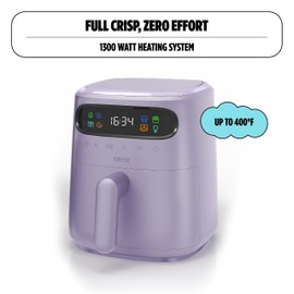 CRUX x Marshmello 3.0 QT Digital Air Fryer with TurboCrisp Technology, Touch Screen Temperature Control, Timer and Auto Shut-off, Fully Programmable, Silicone Cupcake Molds Included, Lavender