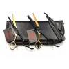 EVOLVING Kit Tijeras Profesional Japones Negro-dorado Barberia