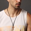 JISHGS Natural Wooden Cross Necklace, Wooden Cross Necklace for Men