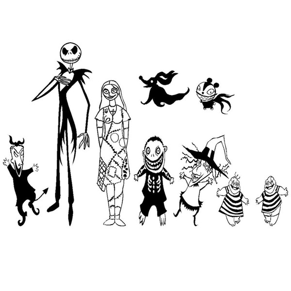 FOC Enterprises Jack Skellington and Sally Family Decal Vinyl Sticker,