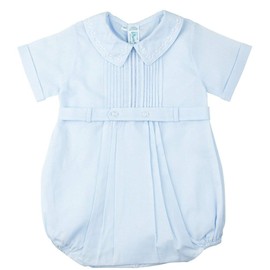 Feltman Brothers Mameluco para bebé niño con diseño de enredadera pintucked para bautizo, Azul, 9 Meses