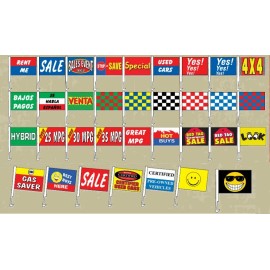 EZ Lettering Car Lot Clip On Flags, Mix an Match (12 Flags) Car Dealer Clip-On Flags
