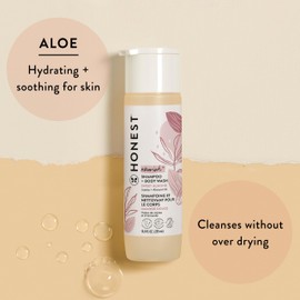 The Honest Company 2-in-1 Cleansing Shampoo Body Wash Gentle for Baby Naturally Derived Tear-free Hypoallergenic Sweet Almond Nourish 18 fl oz